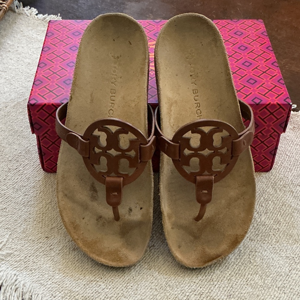 TORY BURCH cloud calf leather sandal size 7.5